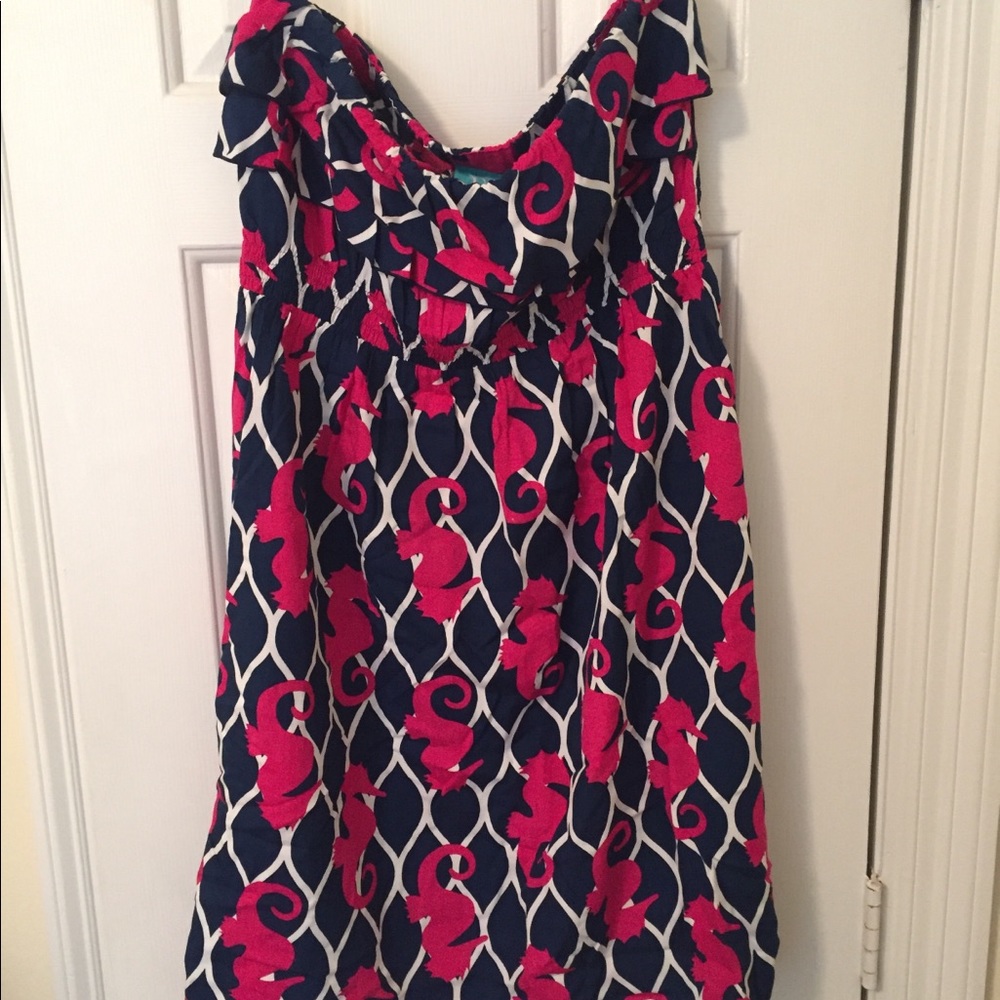 Escapades Summer Strapless seahorse pattern dress XL